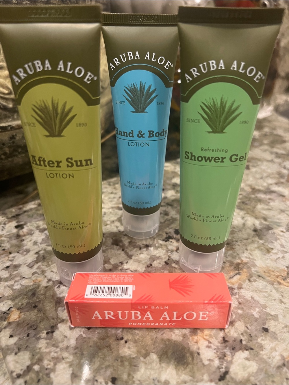Aruba Aloe Travel Delight After Sun Lotion, Hand & Body, Shower Gel, Lip Balm